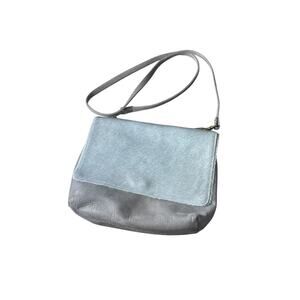 Ceri Hoover Gray Leather Calf Hair Handbag